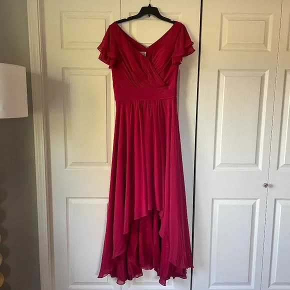 Dresses | Red High Low Chiffon Dress | Poshmark
